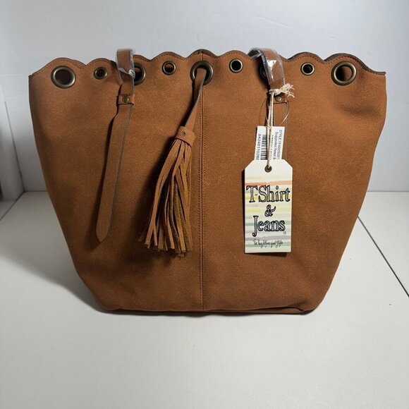 T-Shirt & Jeans New Bag Brown 17"w x 10"d. Retail $52 - Picture 2 of 6